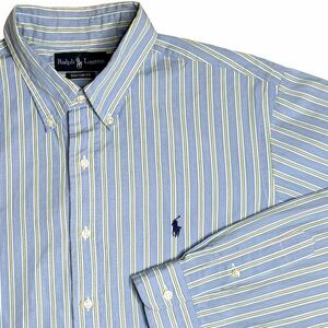 Ralph Lauren Custom Fit‎ Striped Button Down Shirt - Blue Green Pink - XL